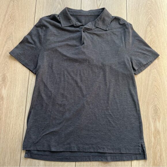 Lululemon Evolution Polo Short Sleeve Shirt Charcoal Heathered Grey Size Small - Picture 7 of 9